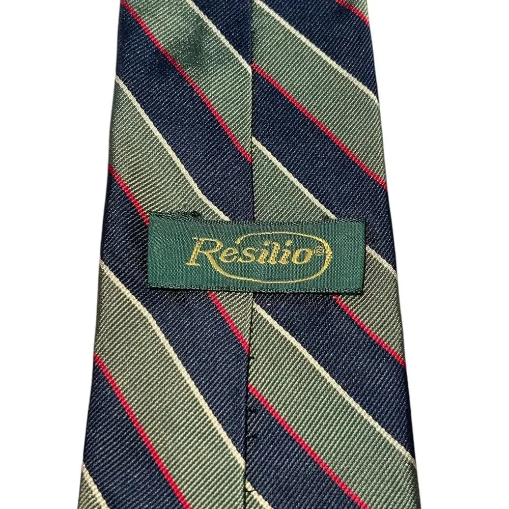 Resilio Classic Striped Pointed Career Neck Tie Blue Green Men's 54